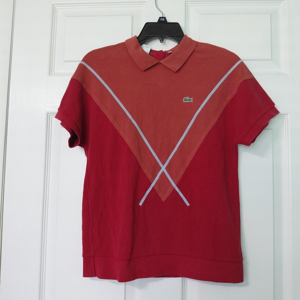 Lacoste Polo Made In France Womens Jacquard Pique Back Button Size 36 PF8664